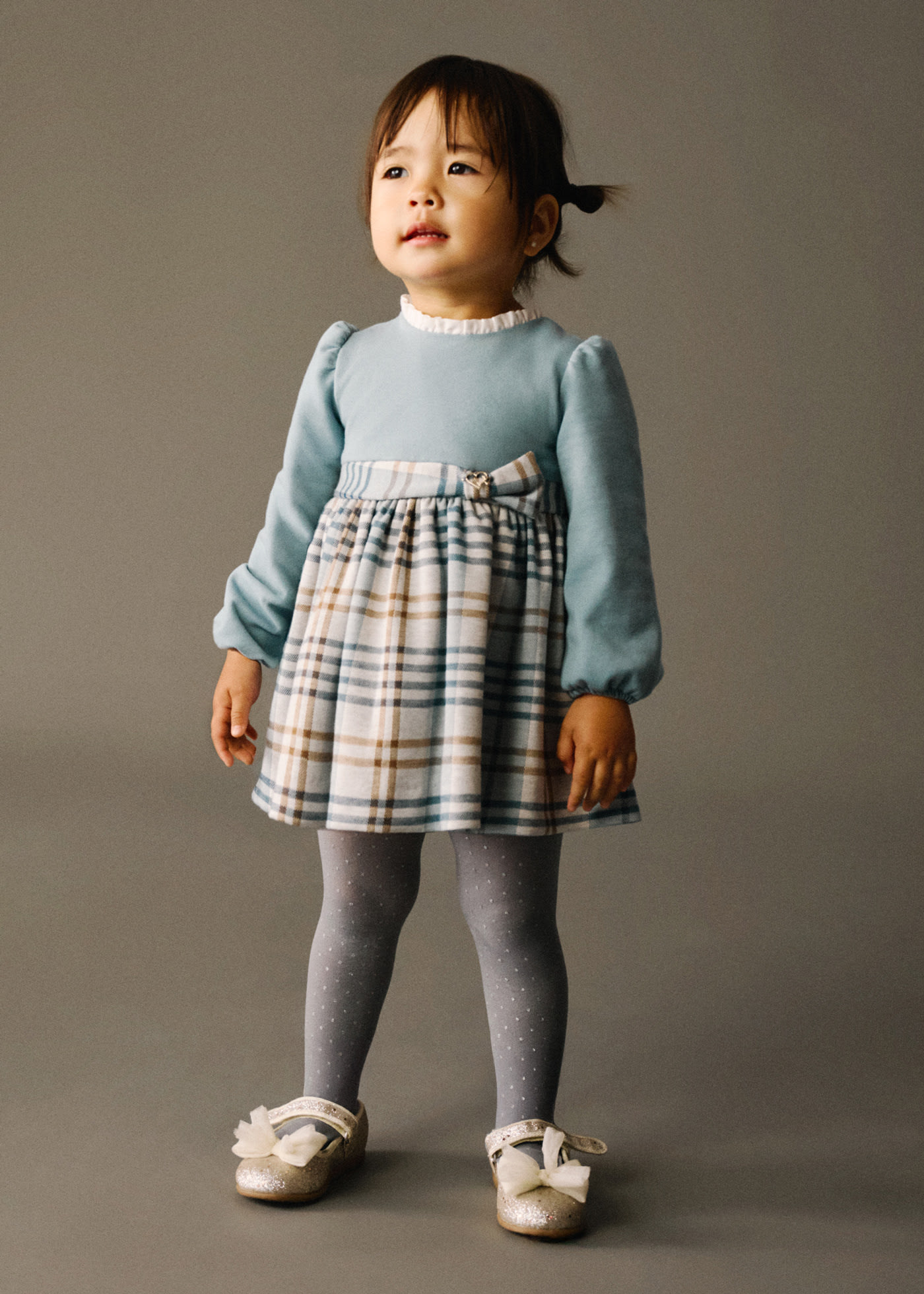 Vestido cuadros combinado bebé
