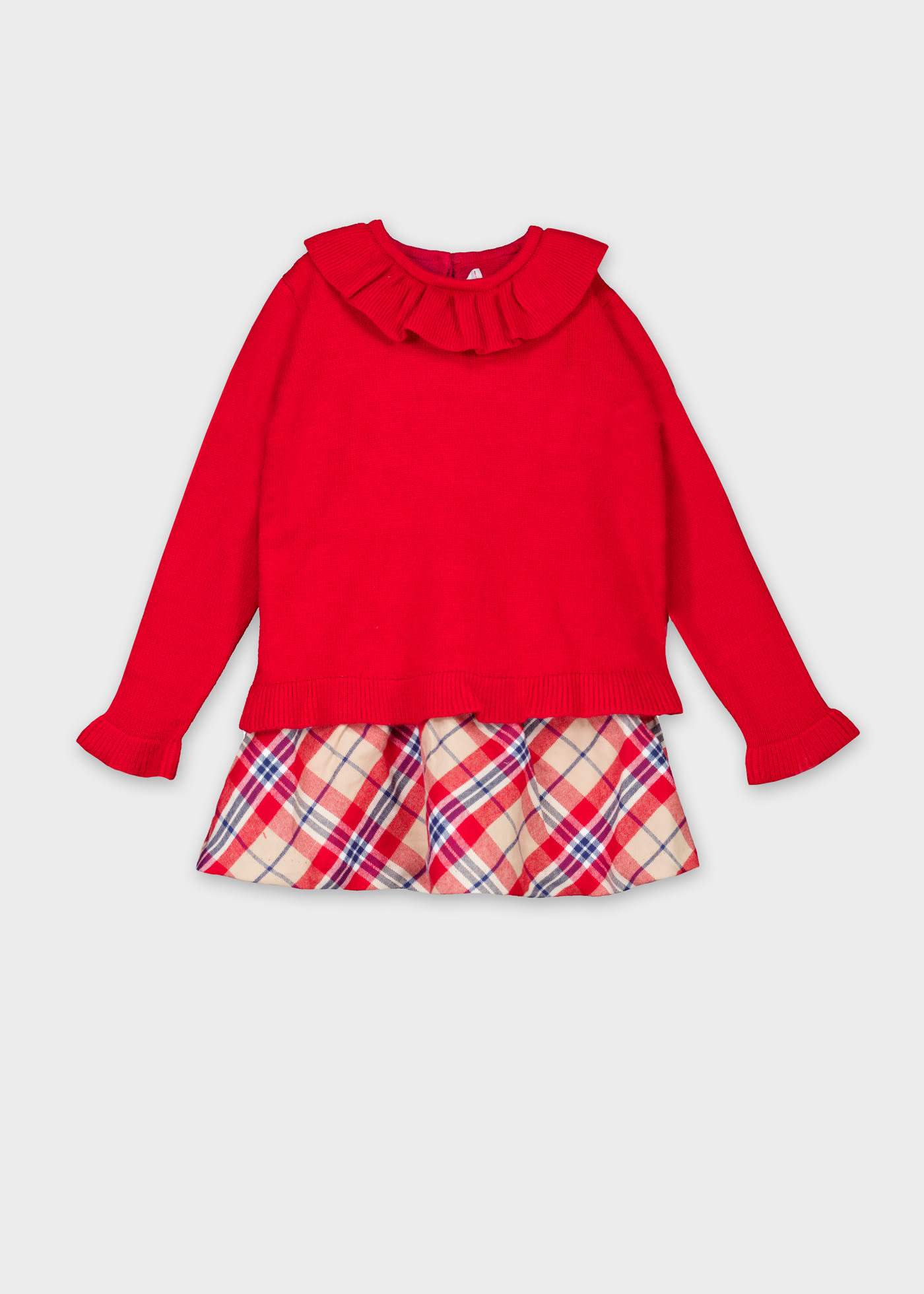 Vestido combinado tricot niña