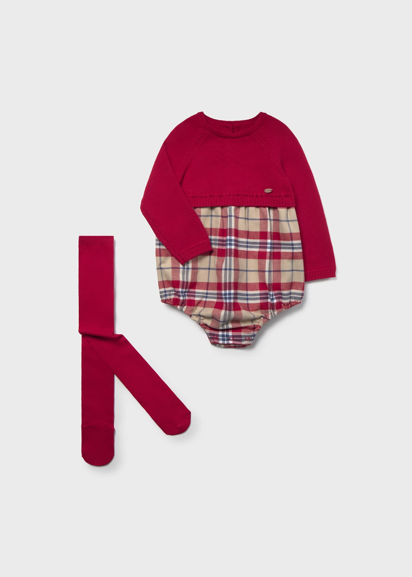 Pelele tricotosa combinado cuadros recién nacido