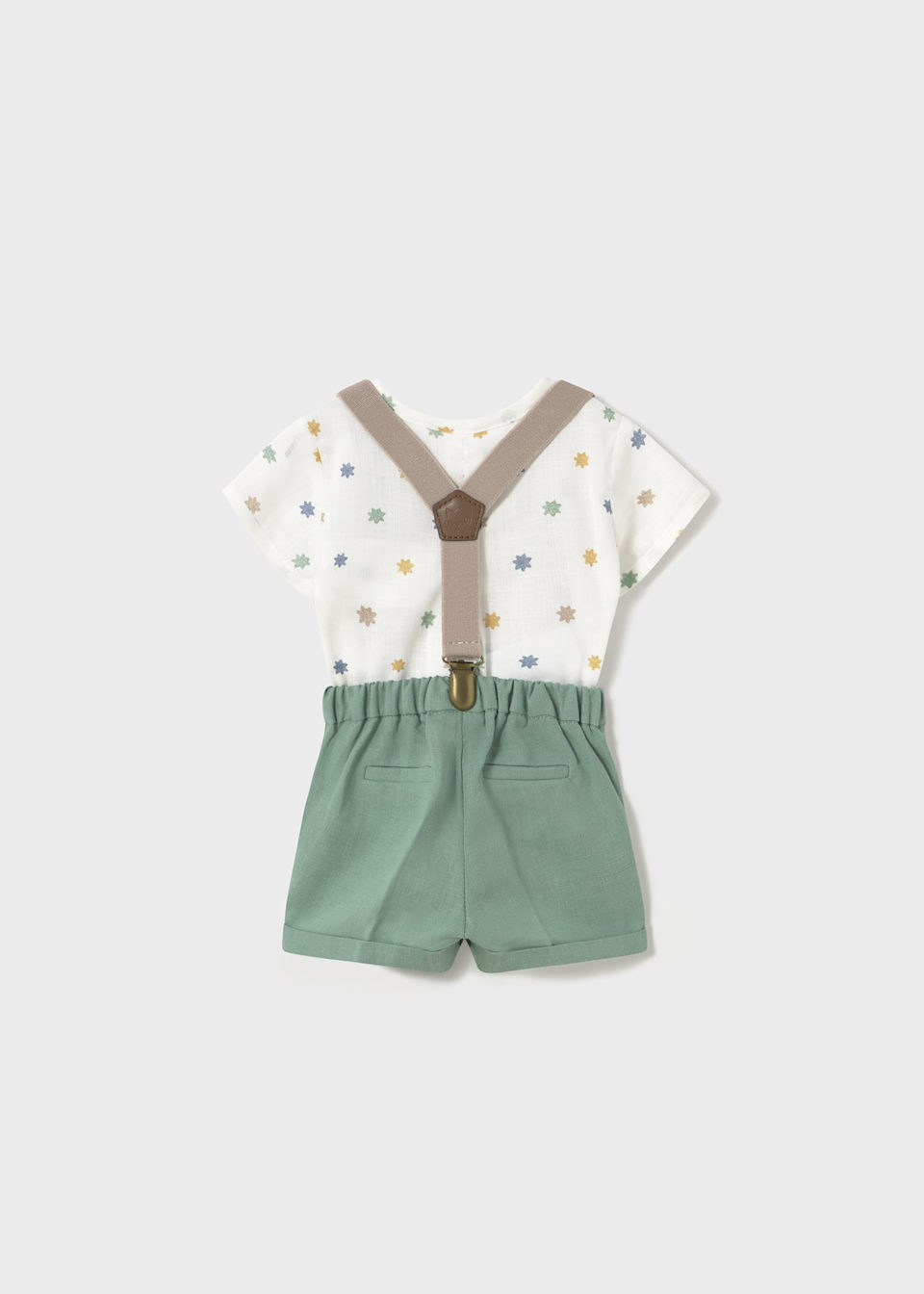 Newborn boy shorts with braces and shirt set