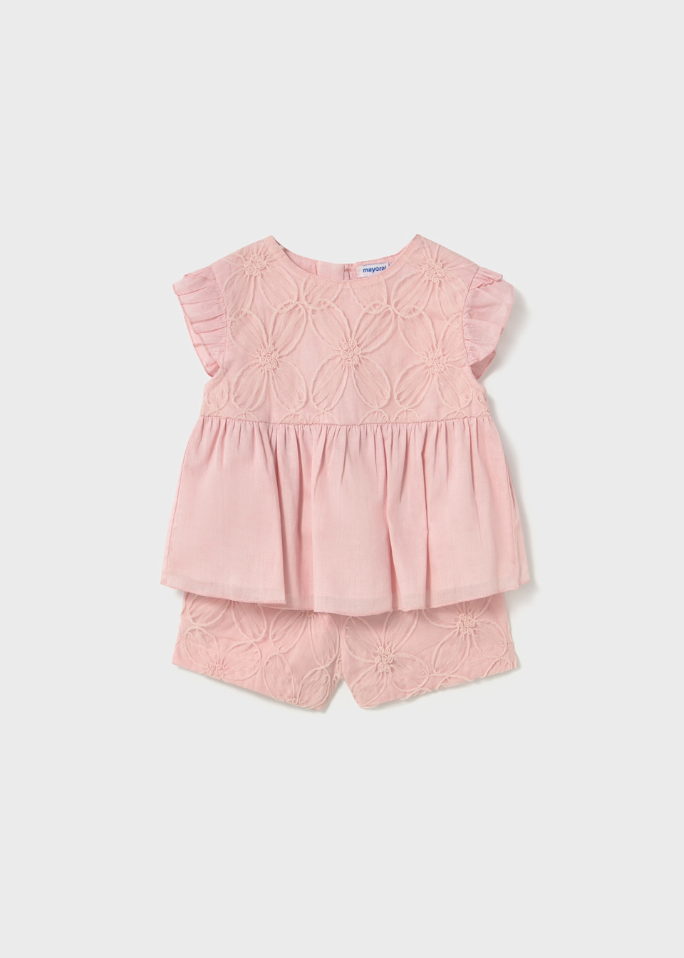 Conjunto short y blusón tul bordado bebé
