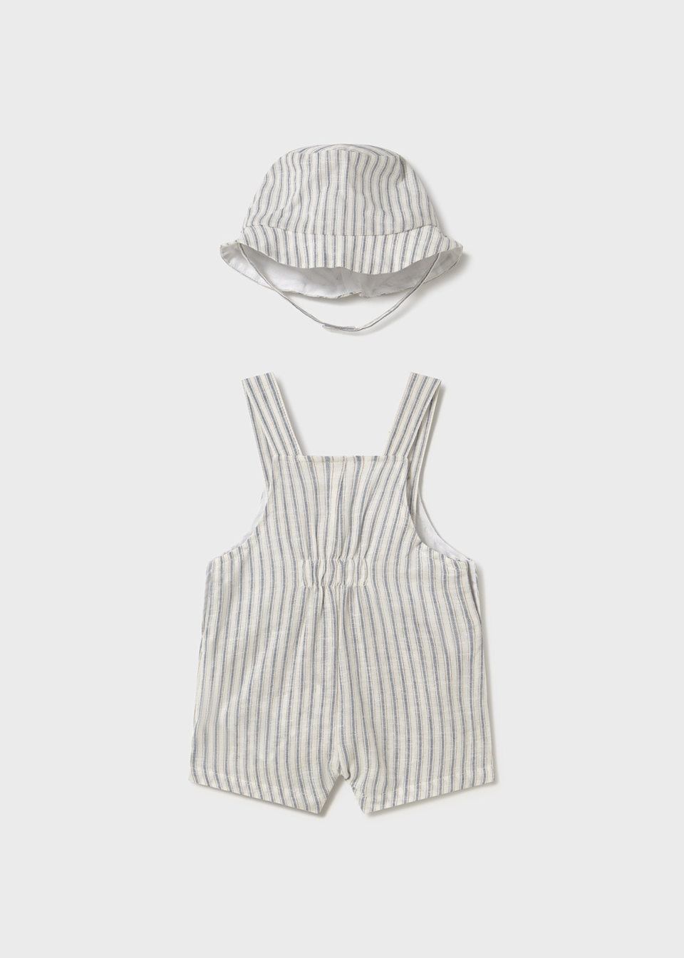 Newborn boy print short dungarees with bonnet