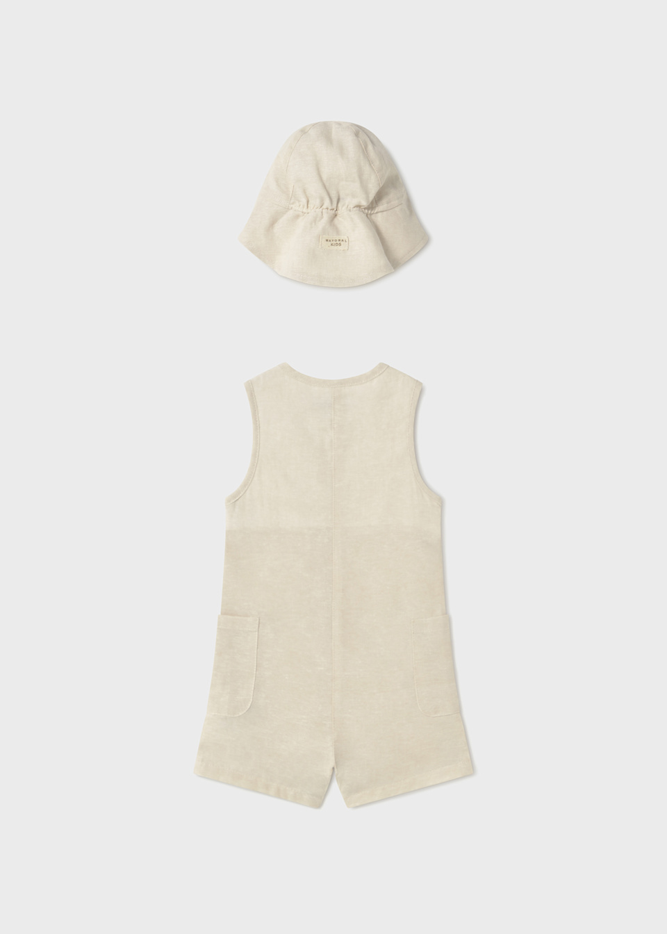 Baby short dungarees with bonnet