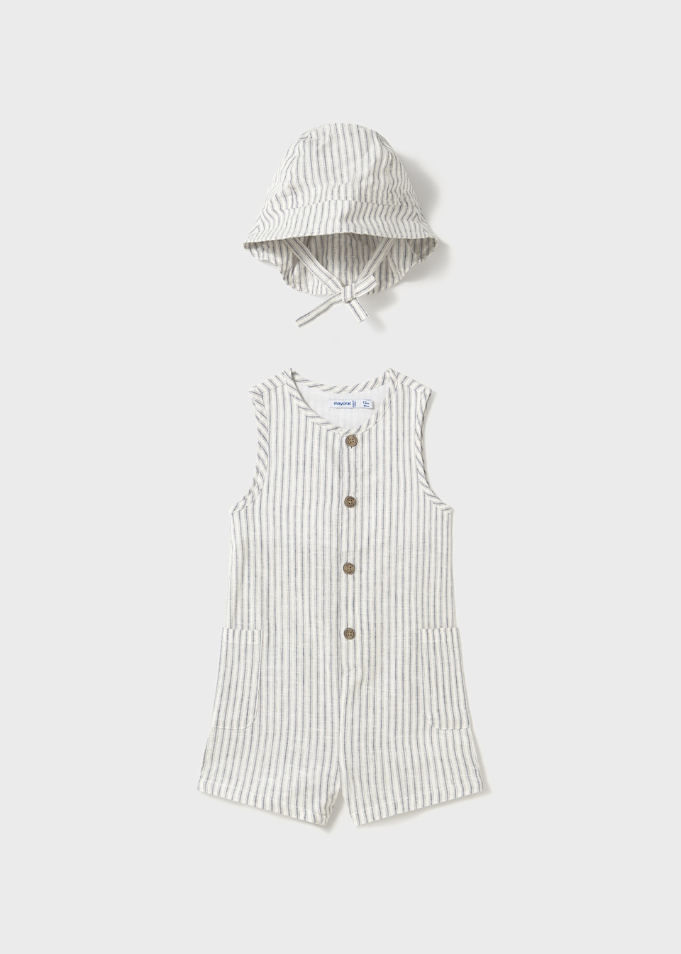 Baby short dungarees with bonnet