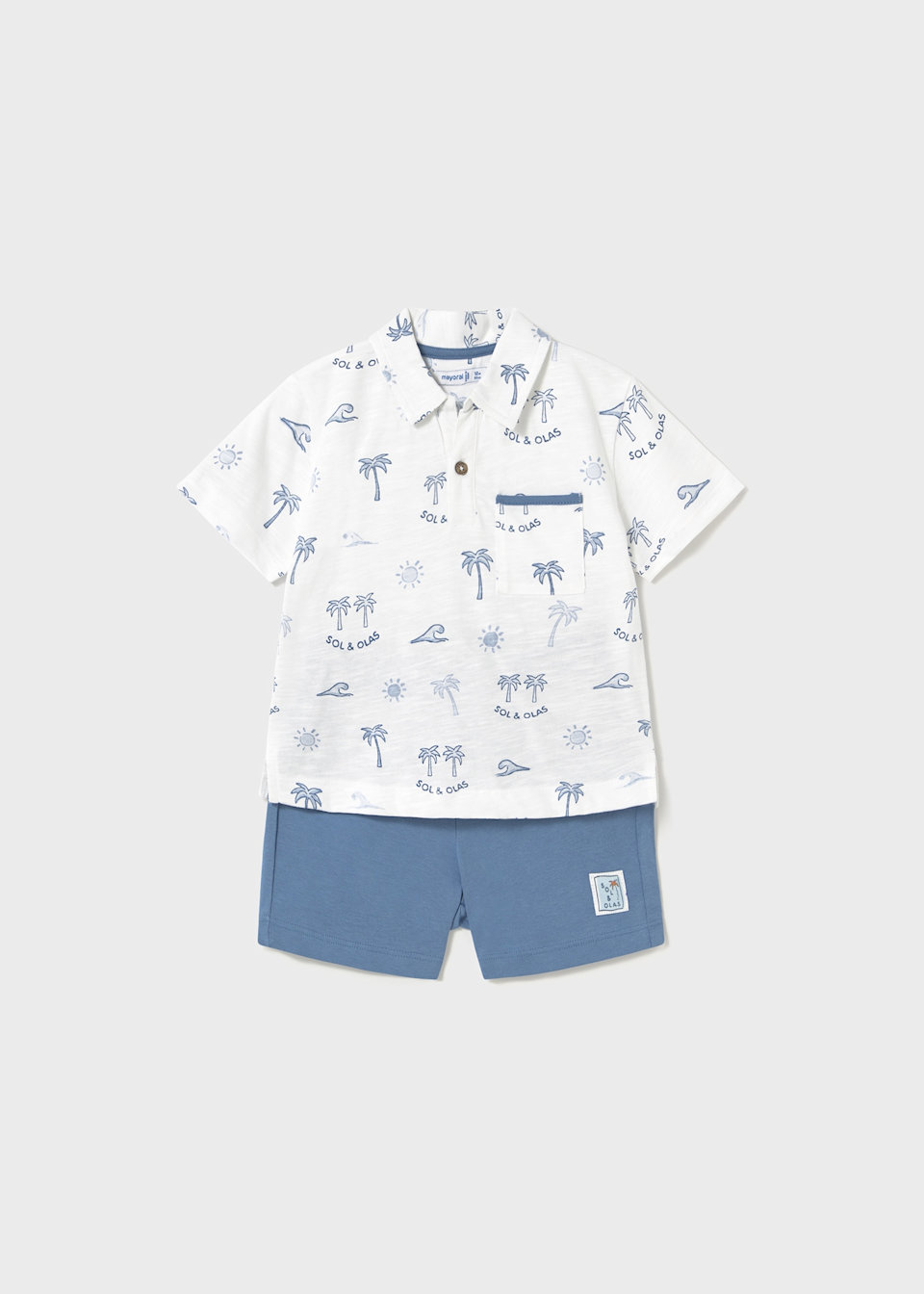 Baby print polo shirt set
