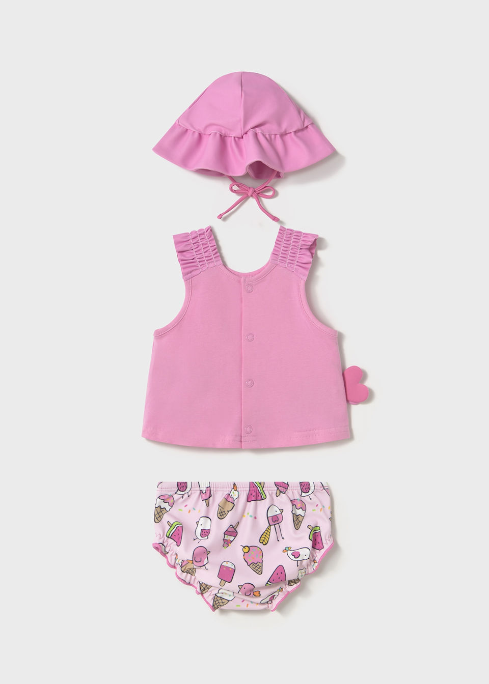 Newborn girl 3 piece swim set with solar protection