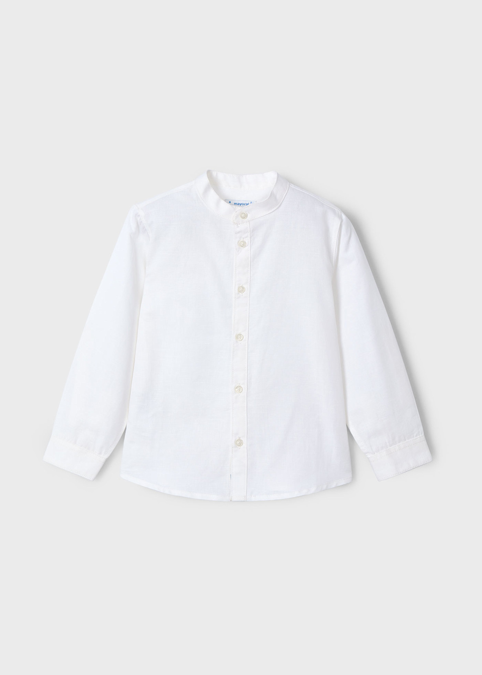 Camisa manga larga cuello mao con lino niño