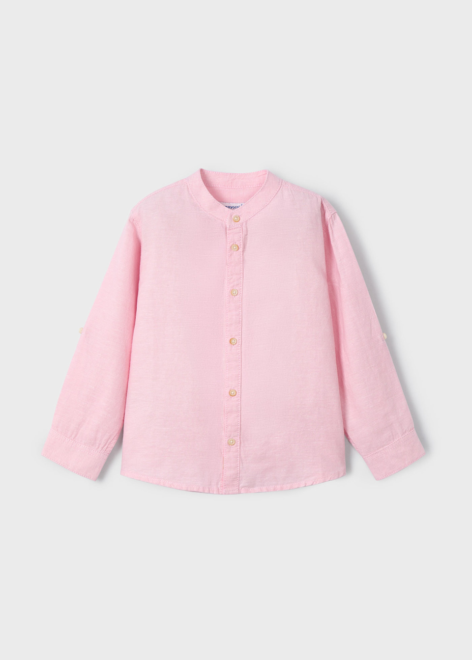 Camisa manga larga cuello mao con lino niño