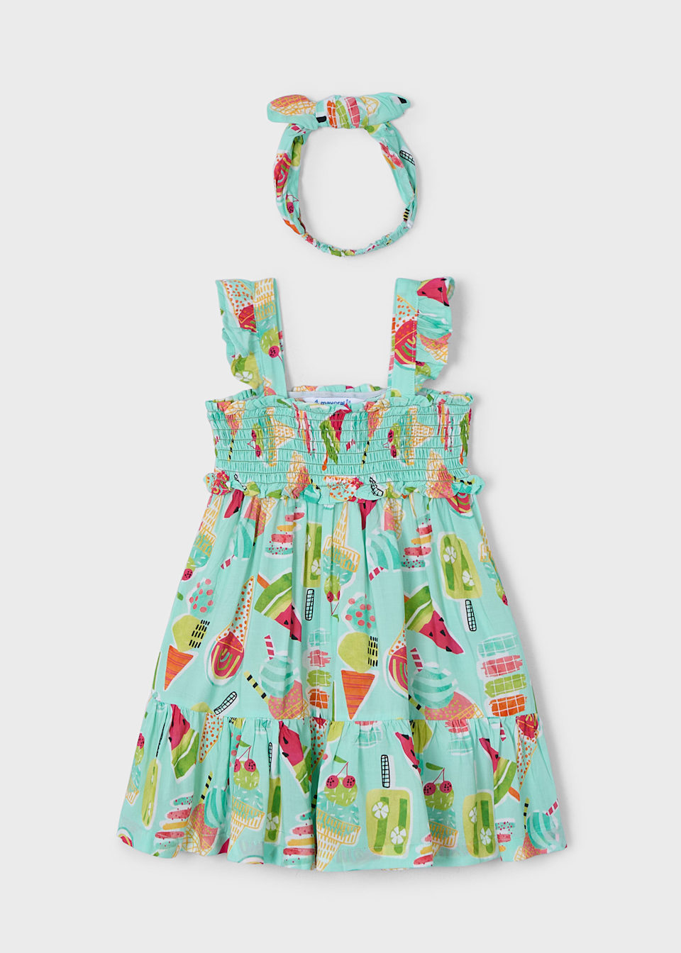 Vestido estampado con diadema niña