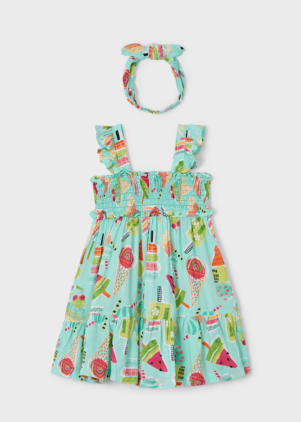 Vestido estampado con diadema niña