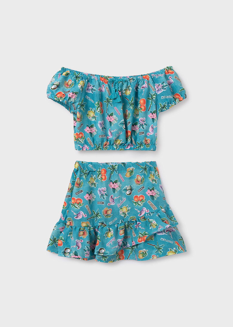 Conjunto falda y top estampado chica
