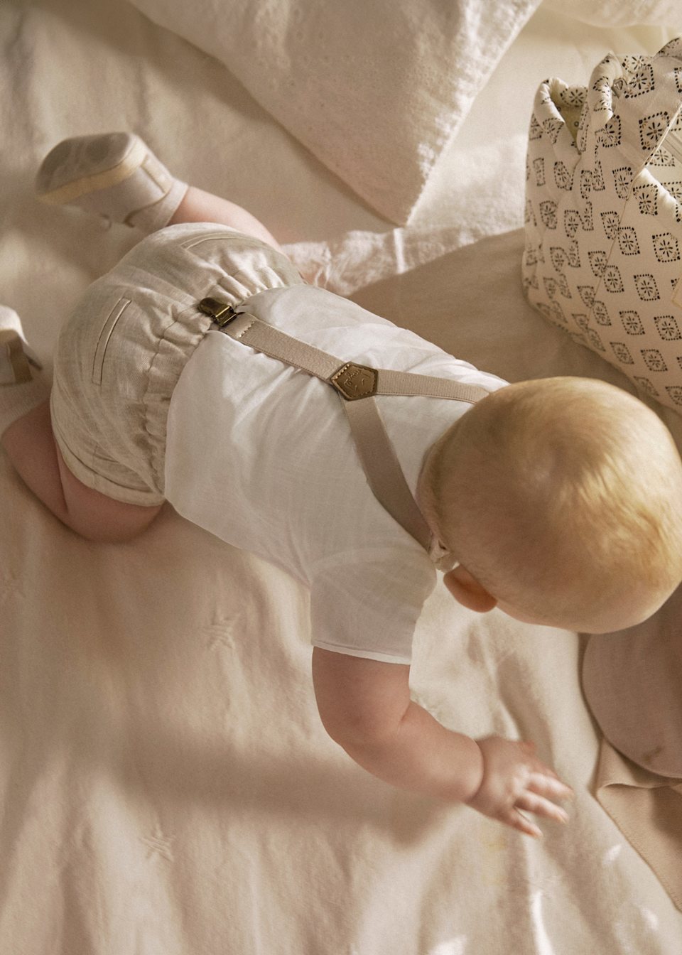 Newborn boy shorts with braces and shirt set