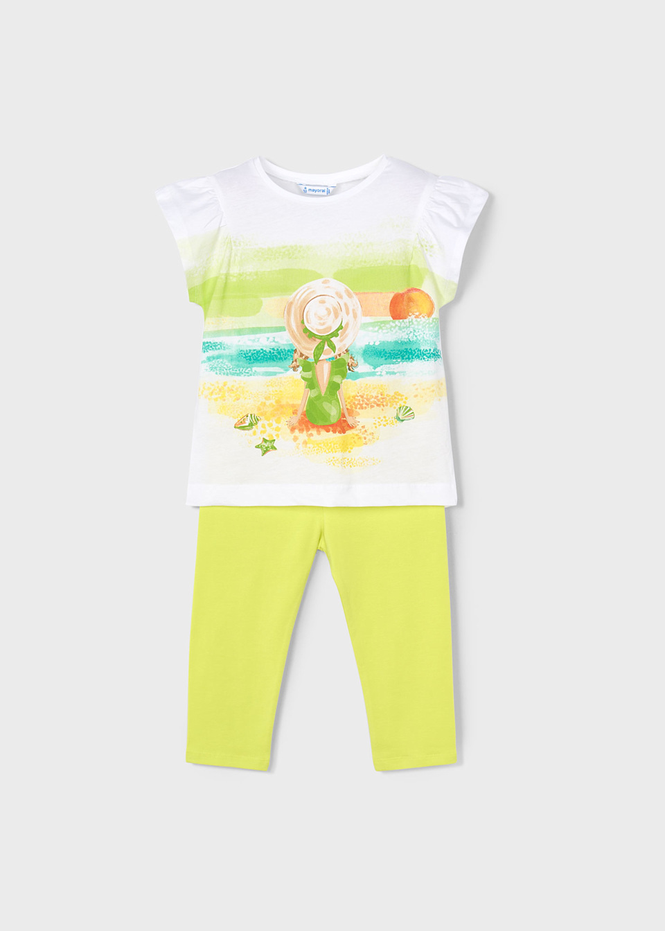 Conjunto legging pescador y playera atardecer niña