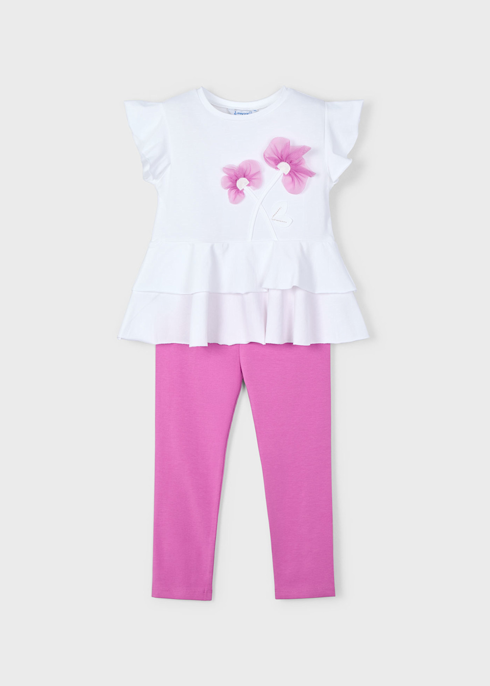 Conjunto legging tobillero y playera flores niña
