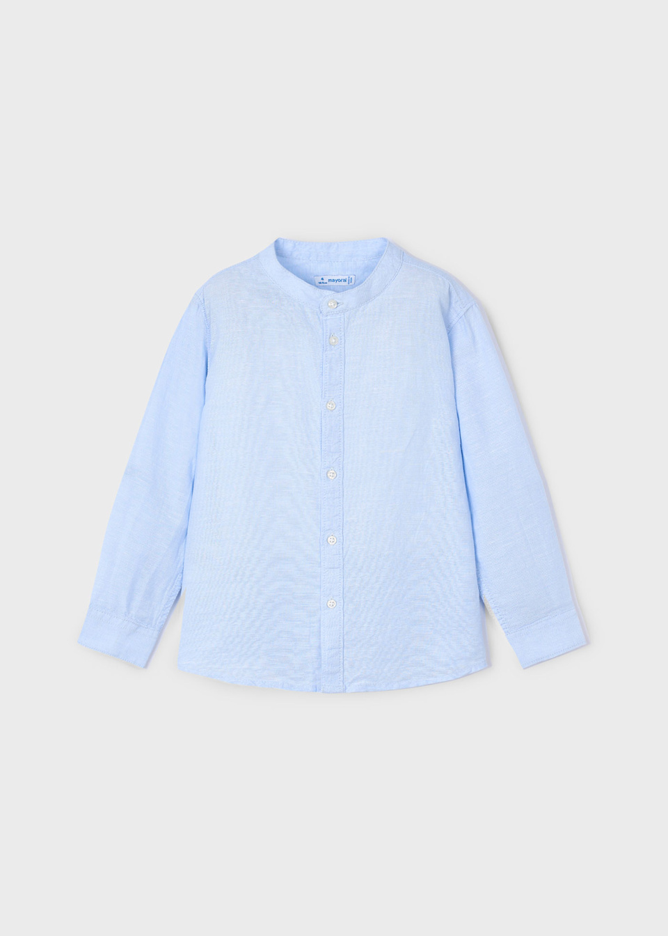 Camisa manga larga cuello mao con lino niño