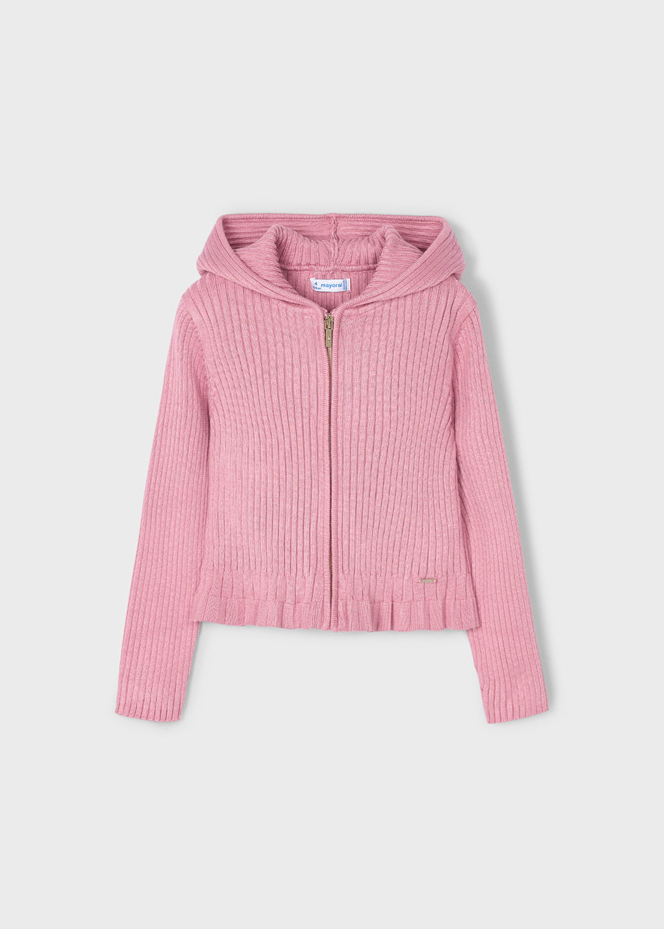 Girl tricot zip hooded cardigan