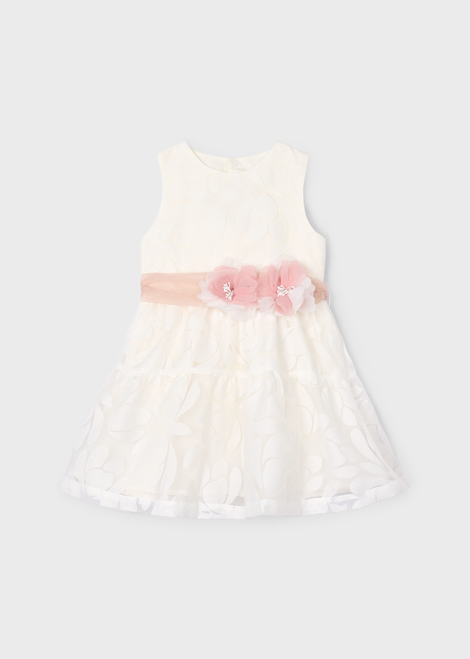 Vestido devoré con fajín flores niña