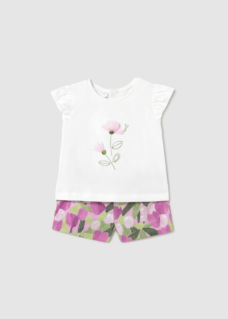Conjunto short floral y playera bebé