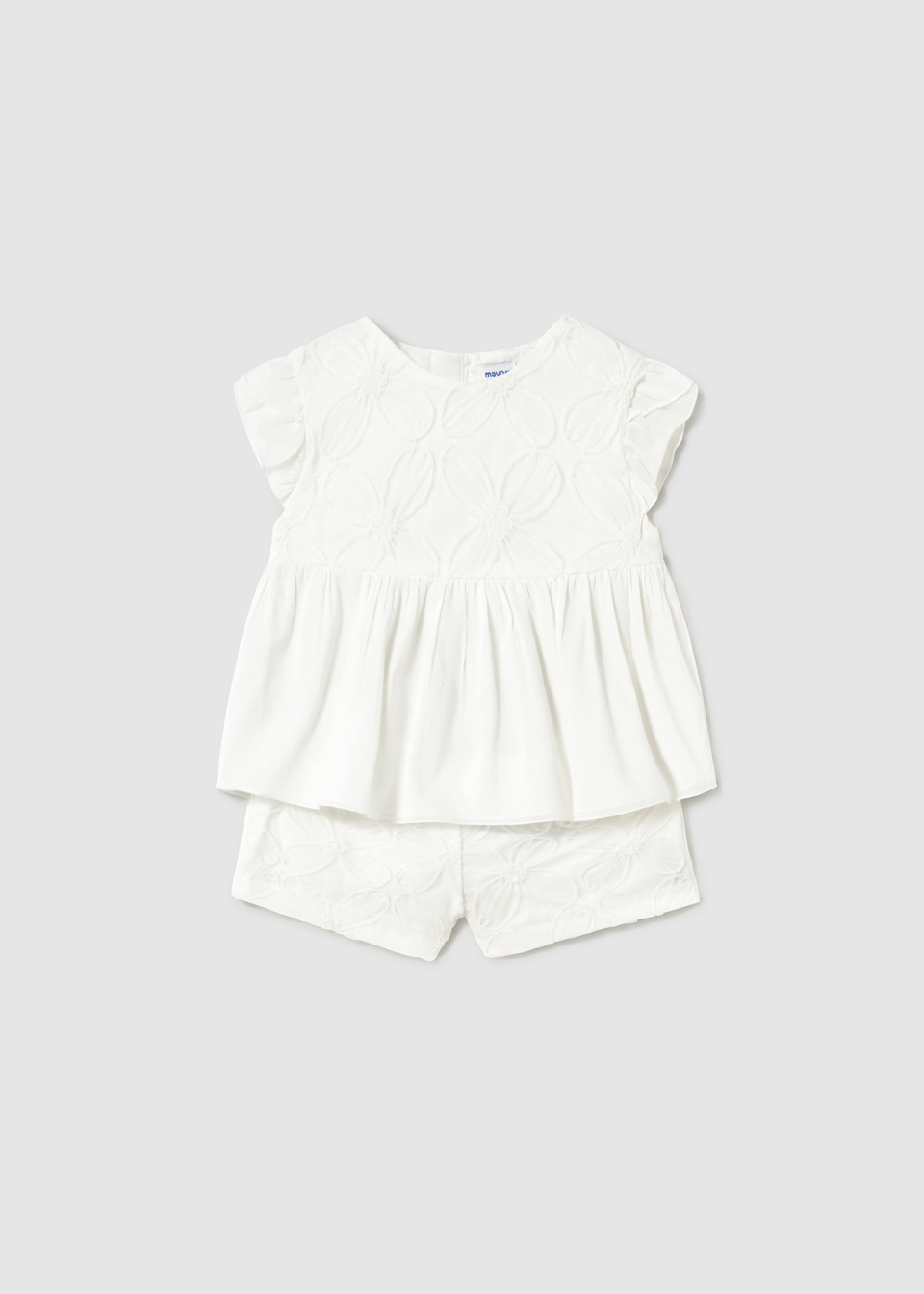 Conjunto short y blusón tul bordado bebé