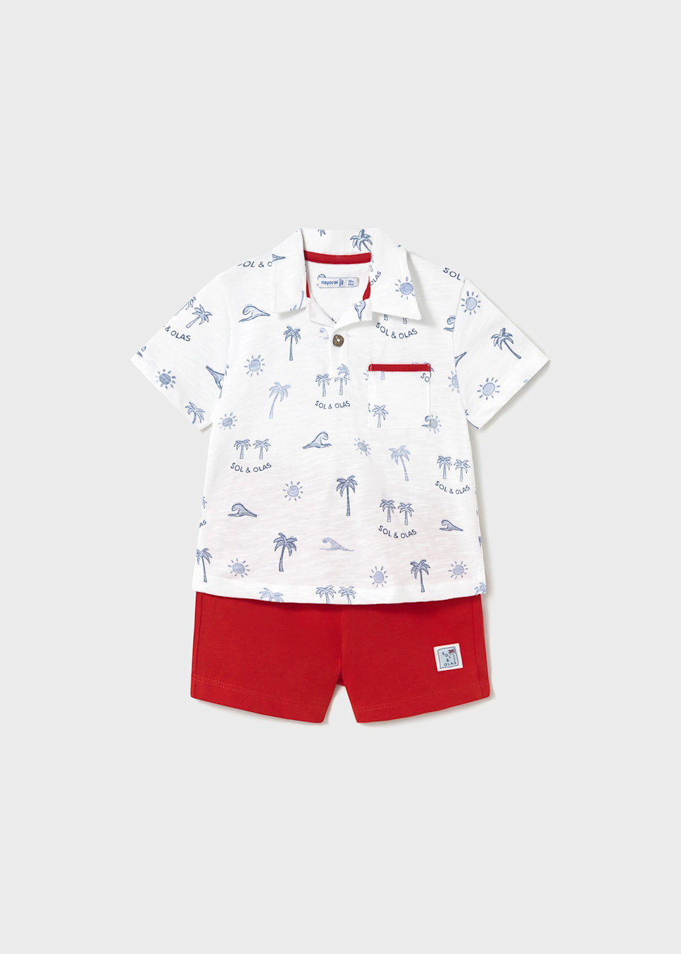 Baby print polo shirt set