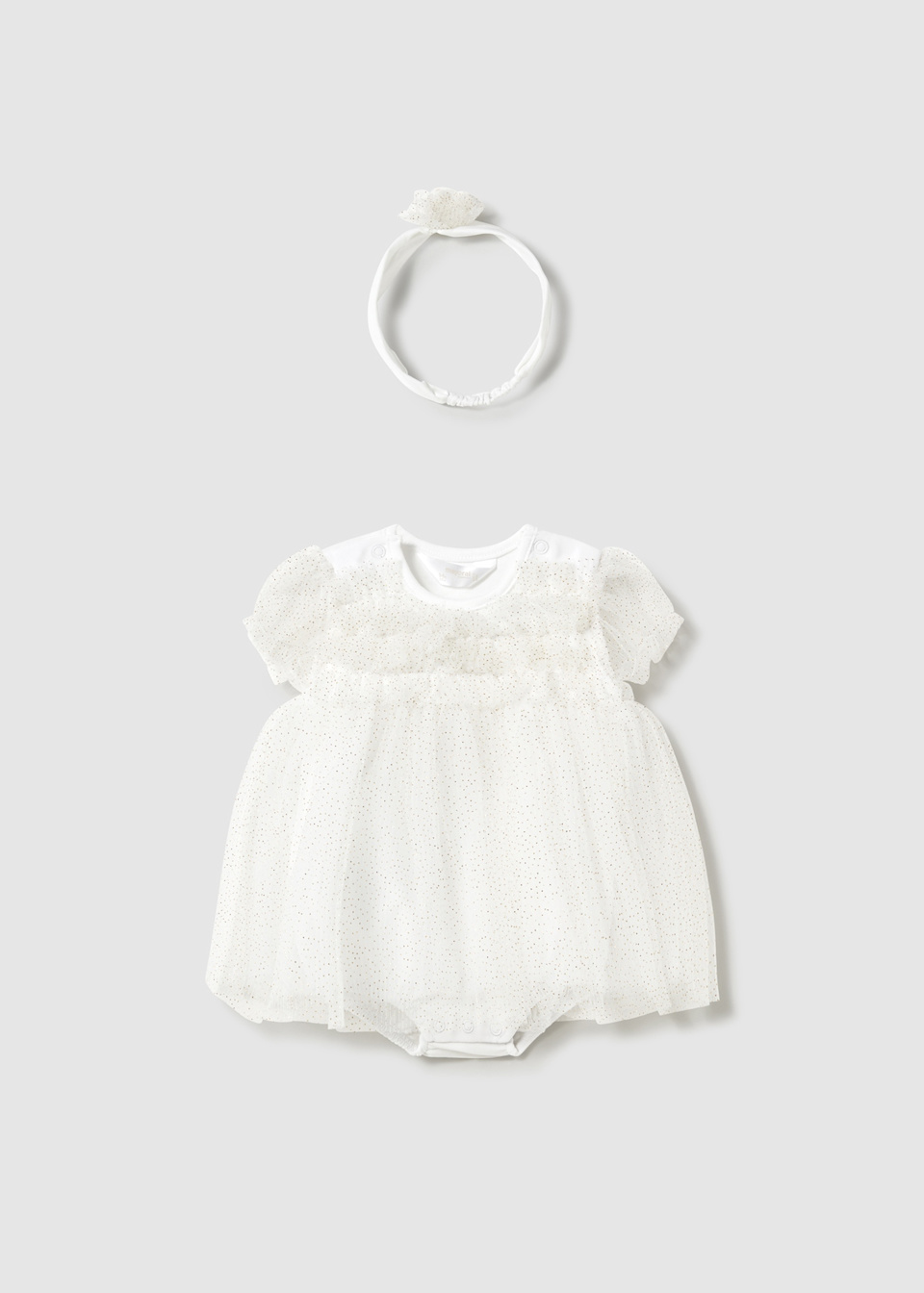 Newborn girl tulle romper with headband