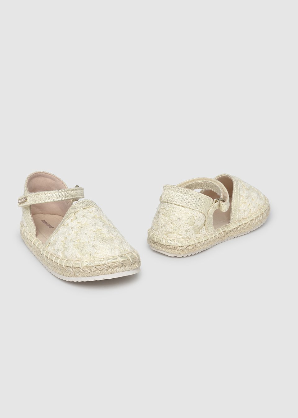 Espadrile metalizate flori bebe