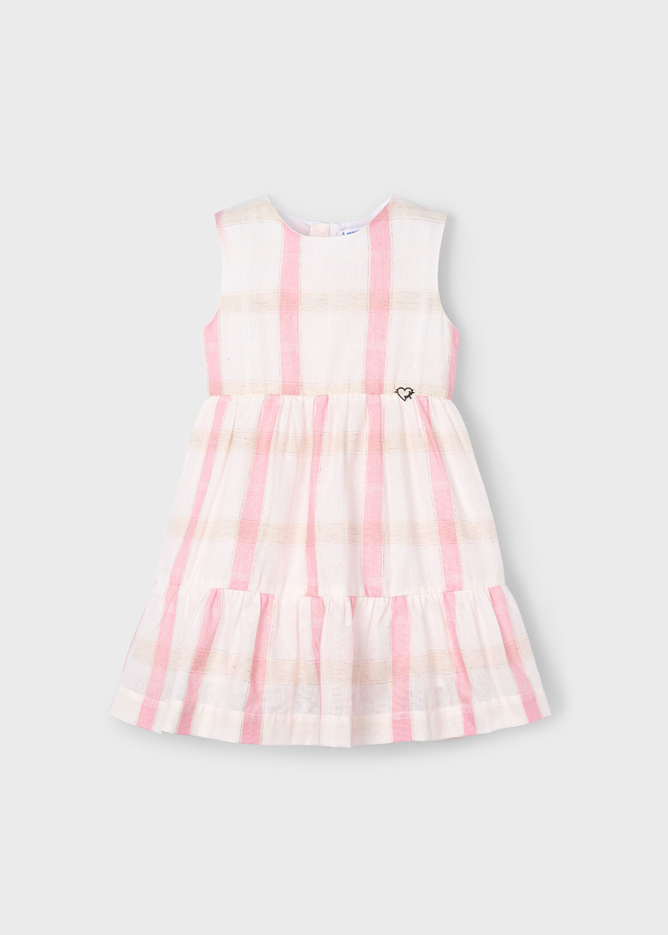 Vestido cuadros con lino niña