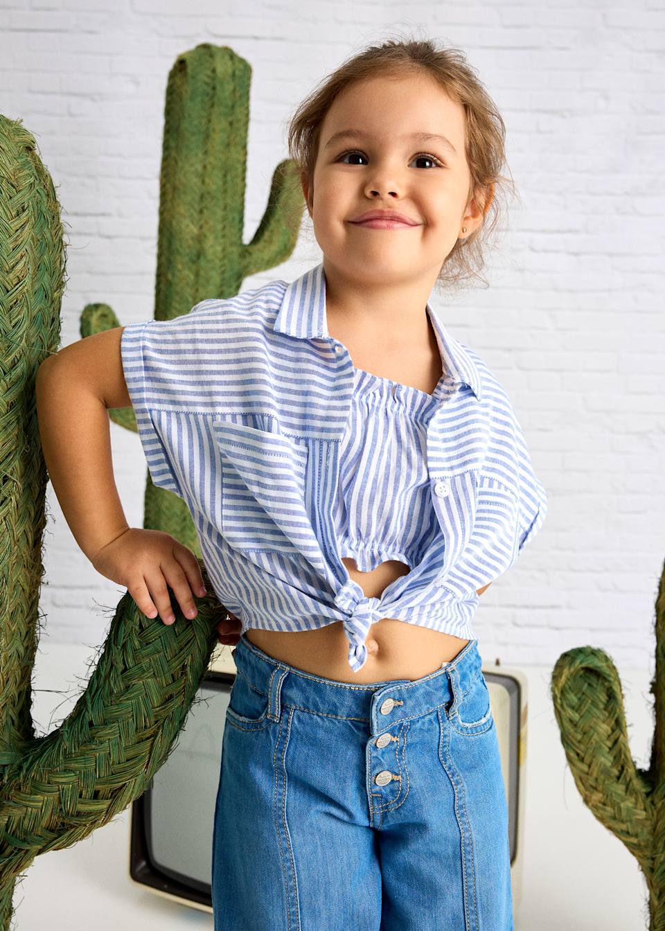 Chemise avec top à rayures fille