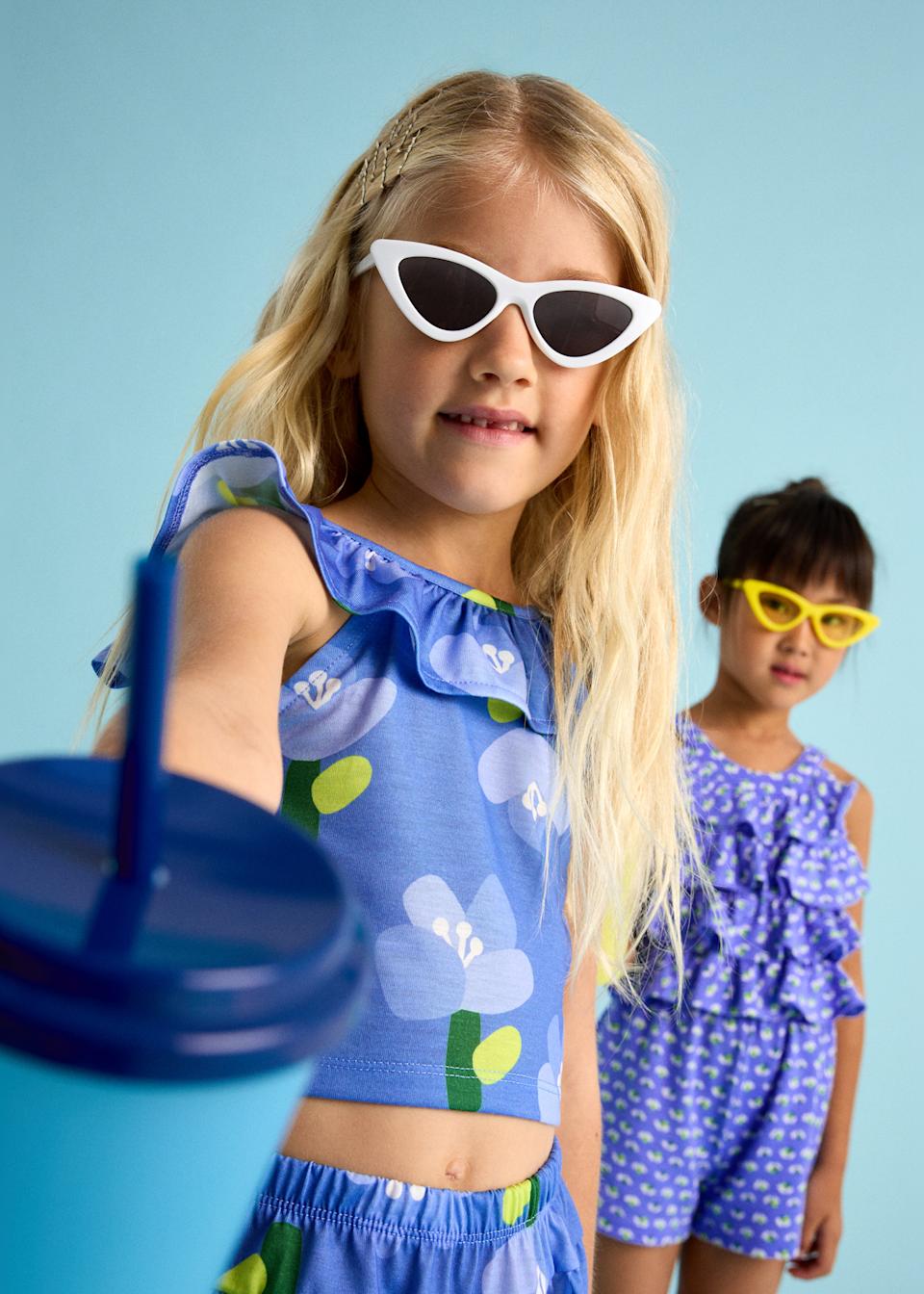 Conjunto short y playera flores niña