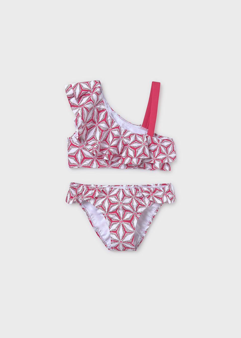 Bikini imprimeu volane fata