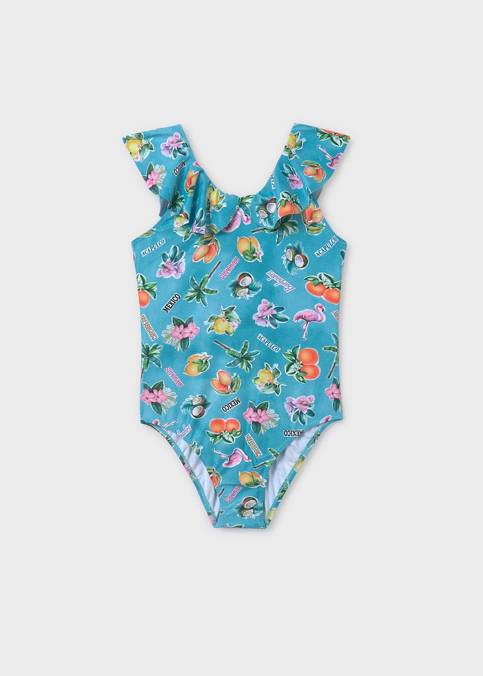 Costum de baie imprimeu volane fata