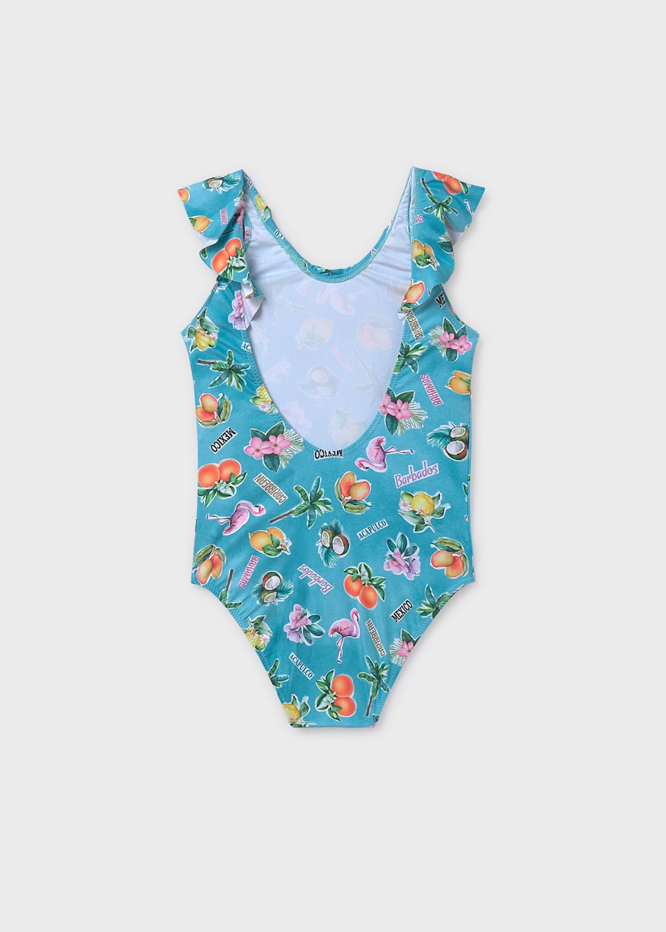 Costum de baie imprimeu volane fata