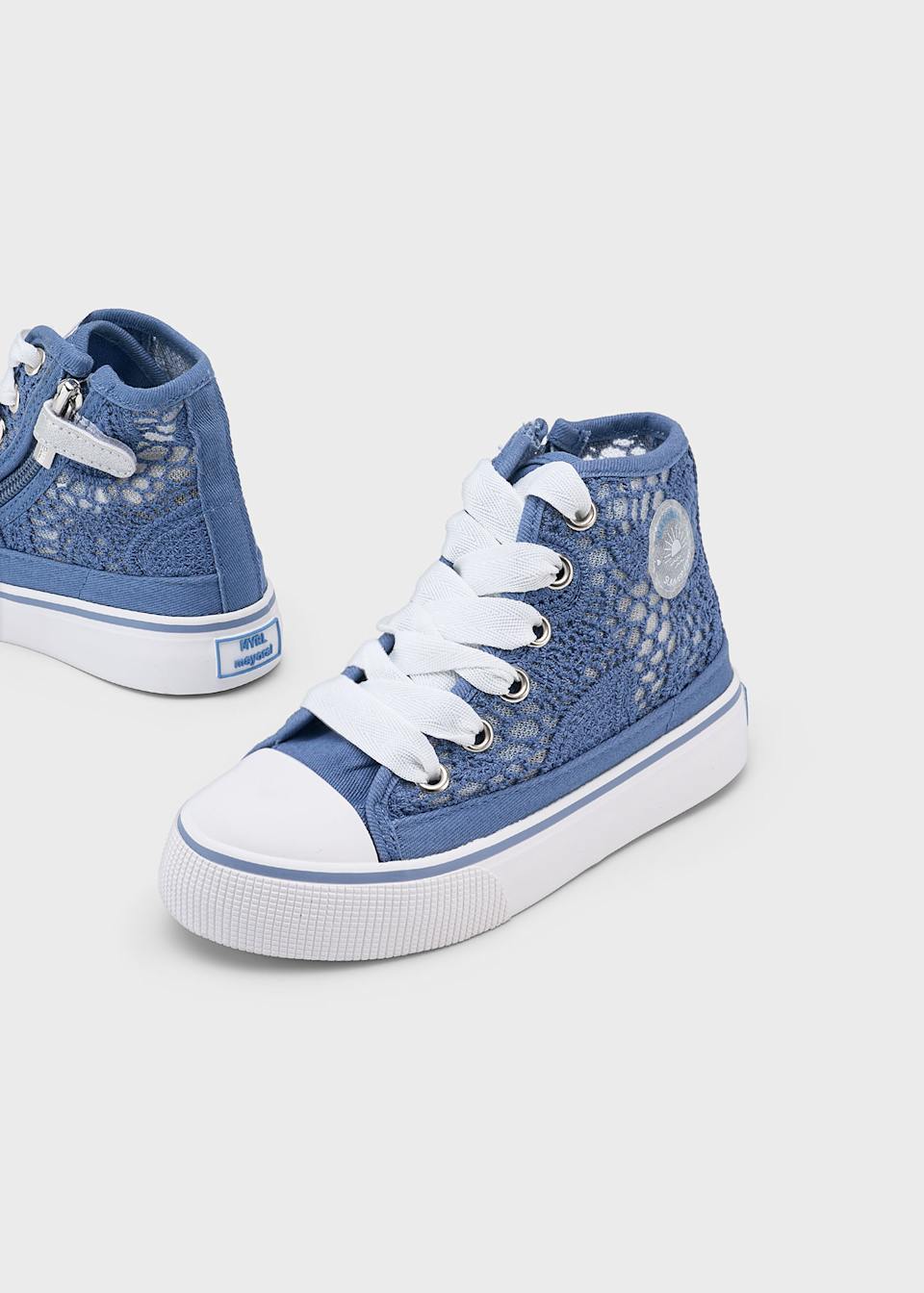 Girl openwork high top trainers