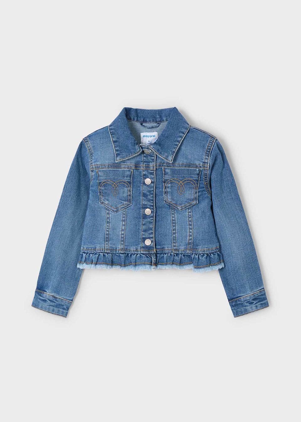 Girl ruffle hem denim jacket