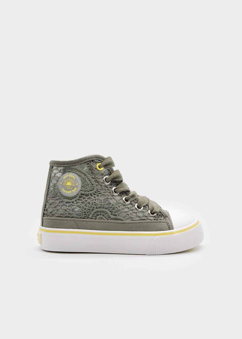 Girl openwork high top trainers