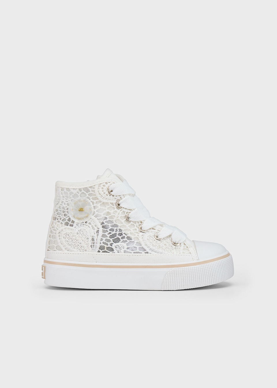 Girl openwork high top trainers