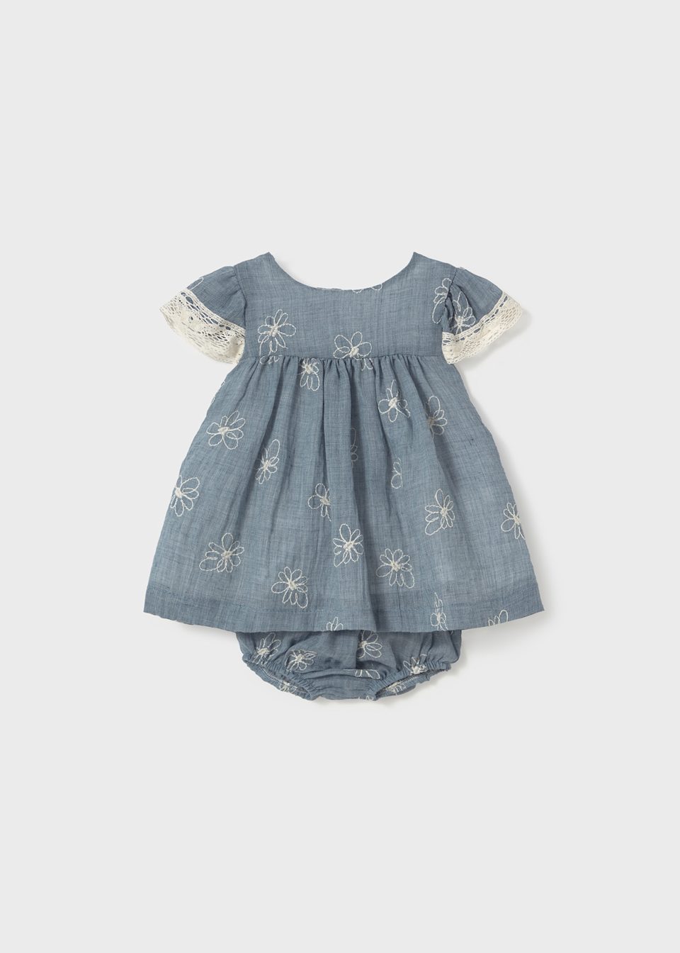 Newborn girl embroidered dress with nappy cover