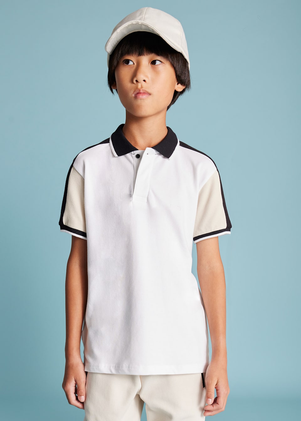 Boy contrast colour polo shirt