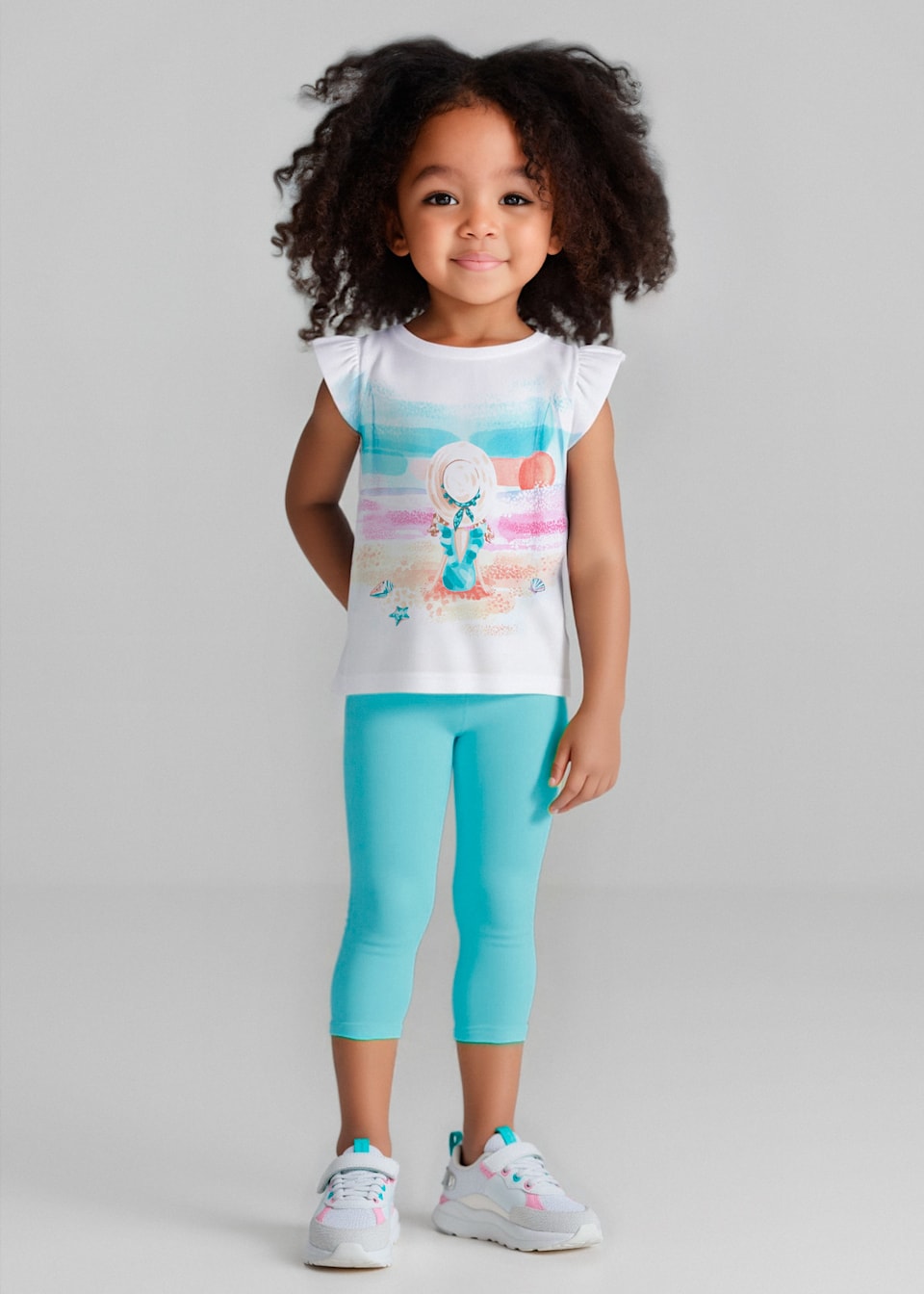 Girl cropped leggings and sunset top set