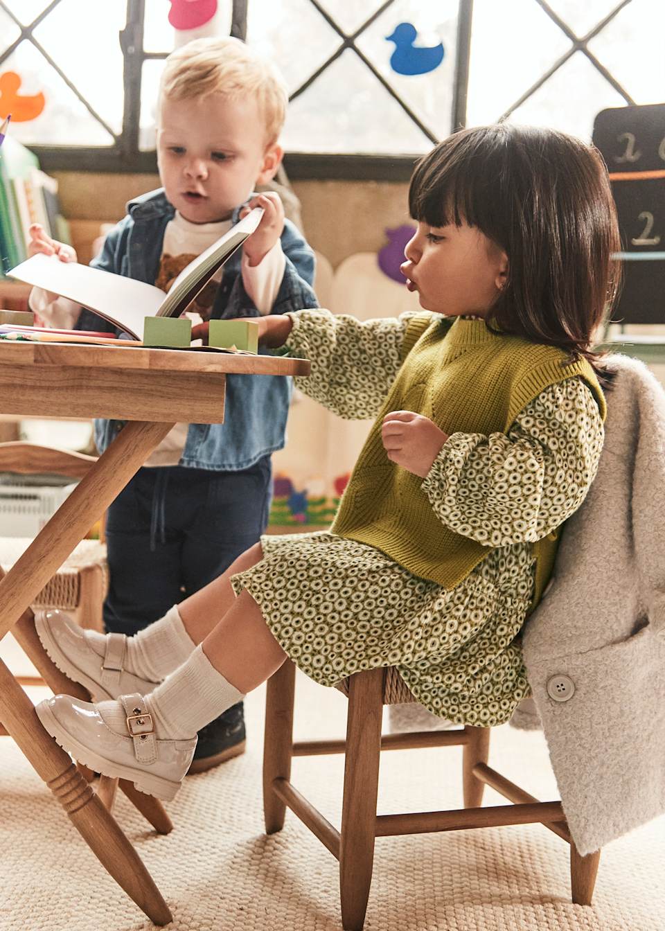 Baby Dress with Faux Knit Vest