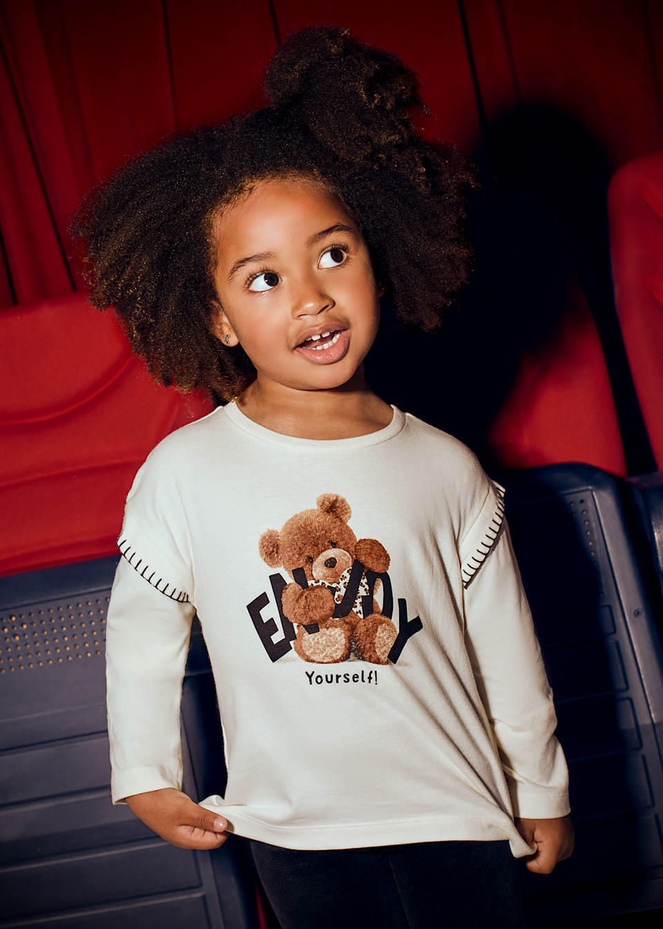 Girls bear motif shirt
