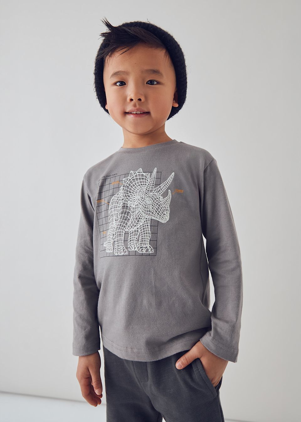 Boys long sleeved interactive dinosaur shirt