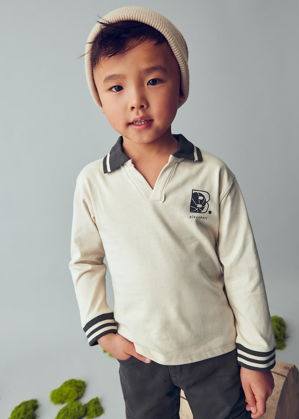 Boys long sleeved print polo