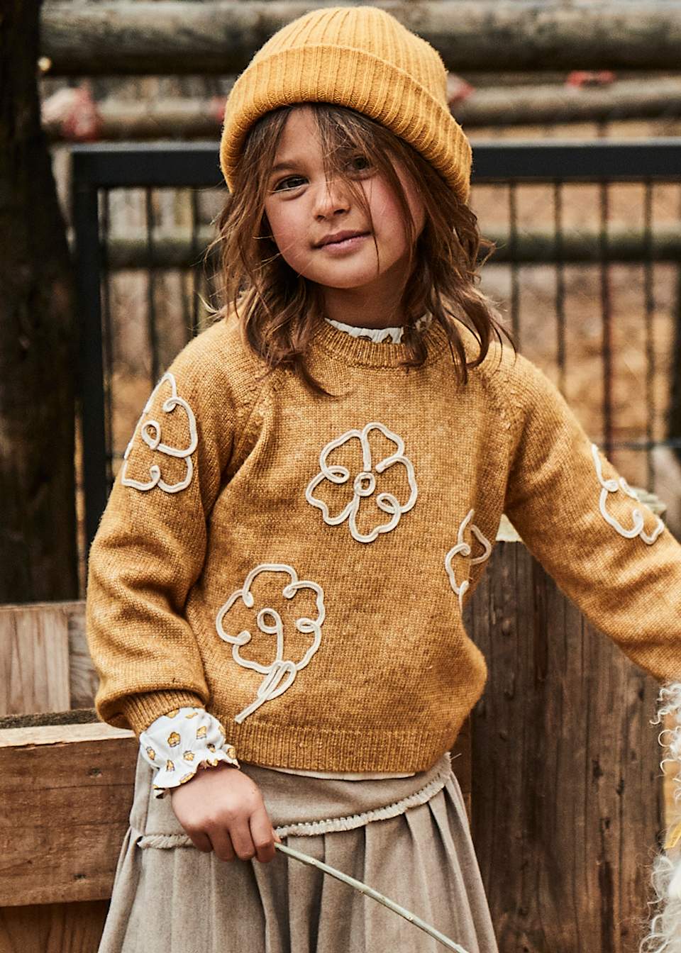 Pullover Blumenapplikation Mädchen