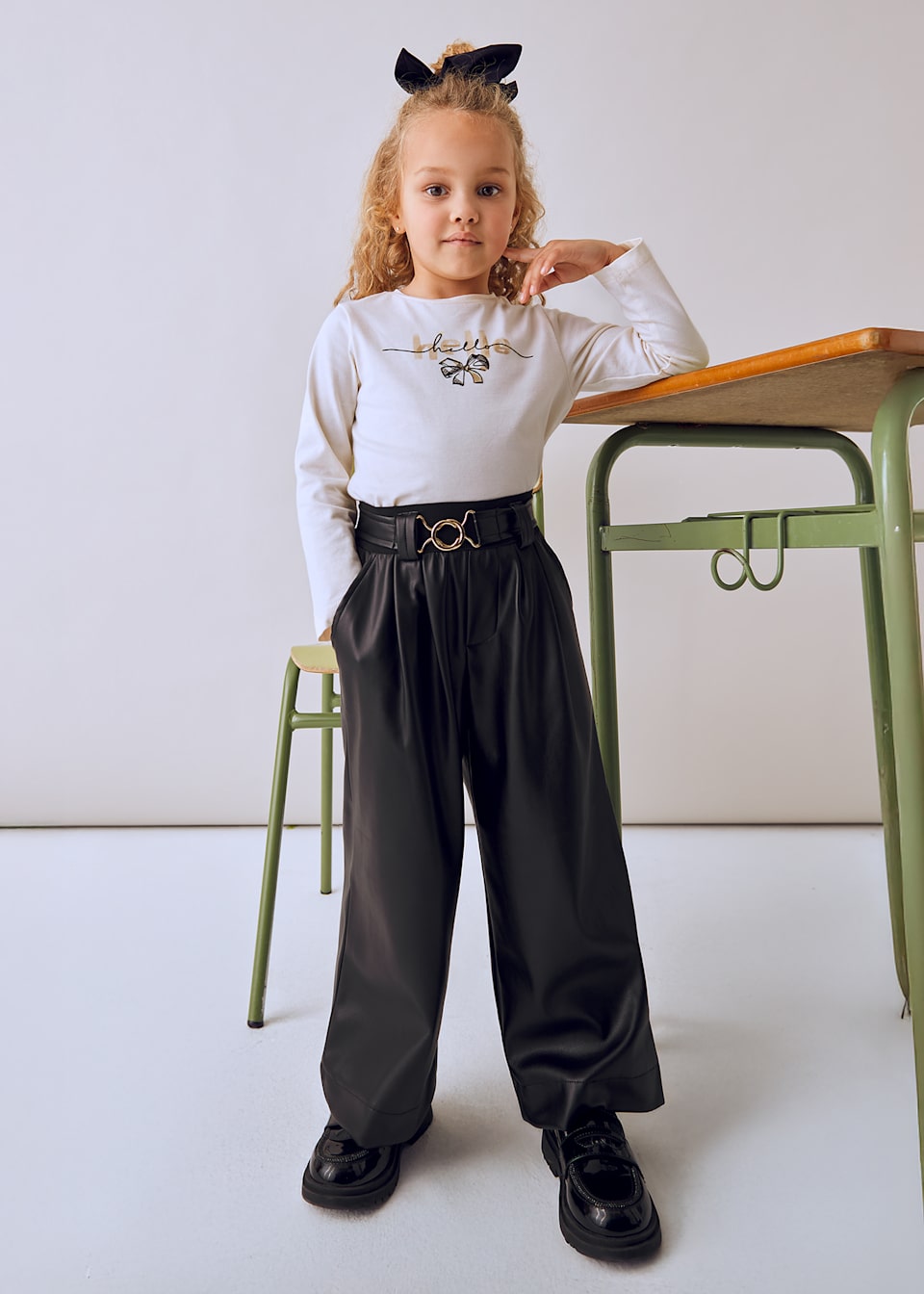 Girl Leatherette Belted Pants