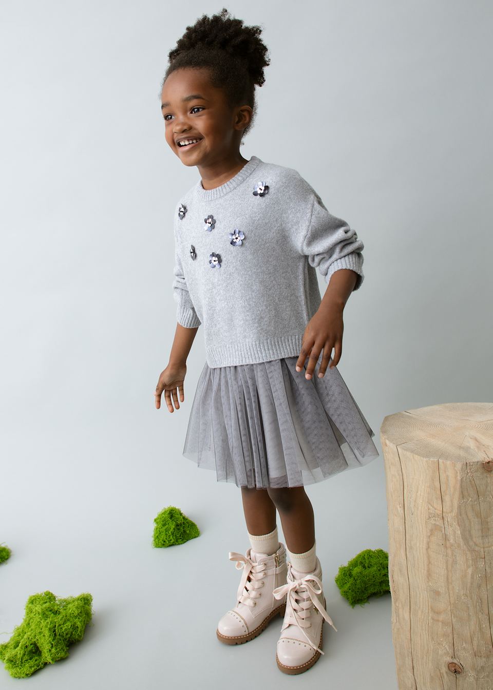 Girls combined knitted dress