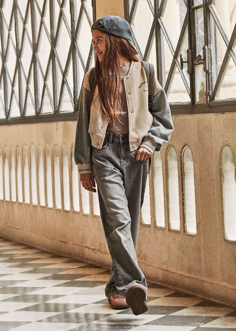 Pantalon large en denim fille