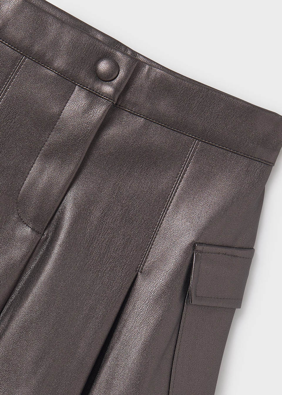 Girl Faux Leather Cargo Skirt