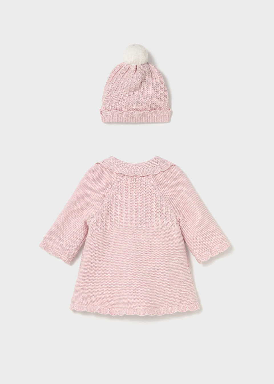 Abrigo tricot con gorro recién nacida