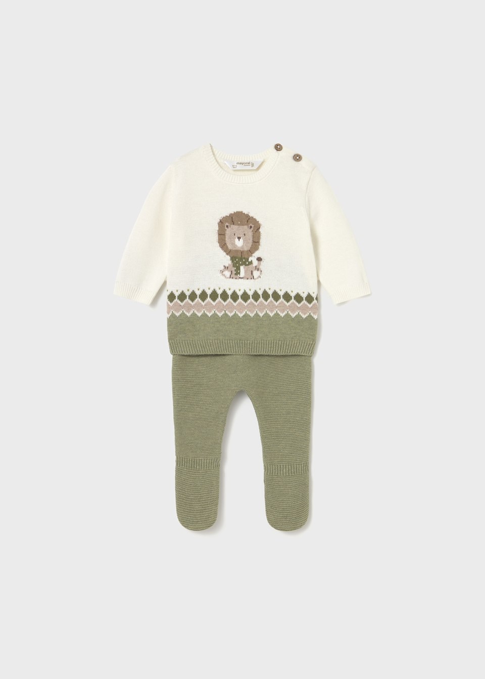 Newborn knitted jumper and footed trouser set